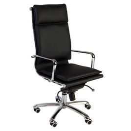 Comprar Sillón trainor sistema basculante con brazos y base metálicos cromados símil piel negro