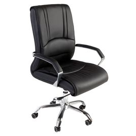 Comprar Sillón Joy sistema fijo y basculante con brazos metálicos y base metálica cromada simil piel negro