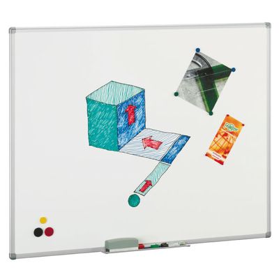 Comprar Pizarra blanca  mural acero vitrificado magnética marco aluminio 61x100cm