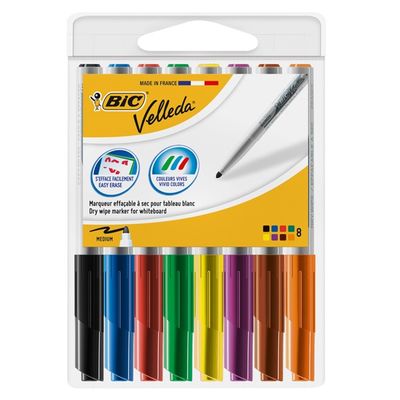 Comprar Bolsa 8 marcadores Bic Velleda colores surtidos